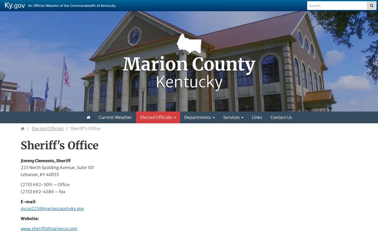 Marion County arrest history sheriff office contact information