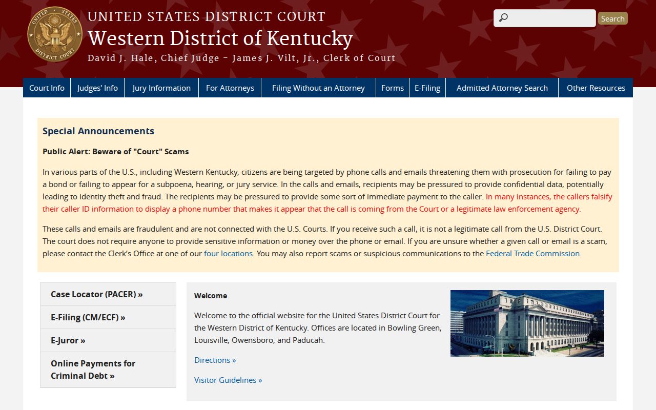 Federal criminal court cases affecting Marion County Kentucky