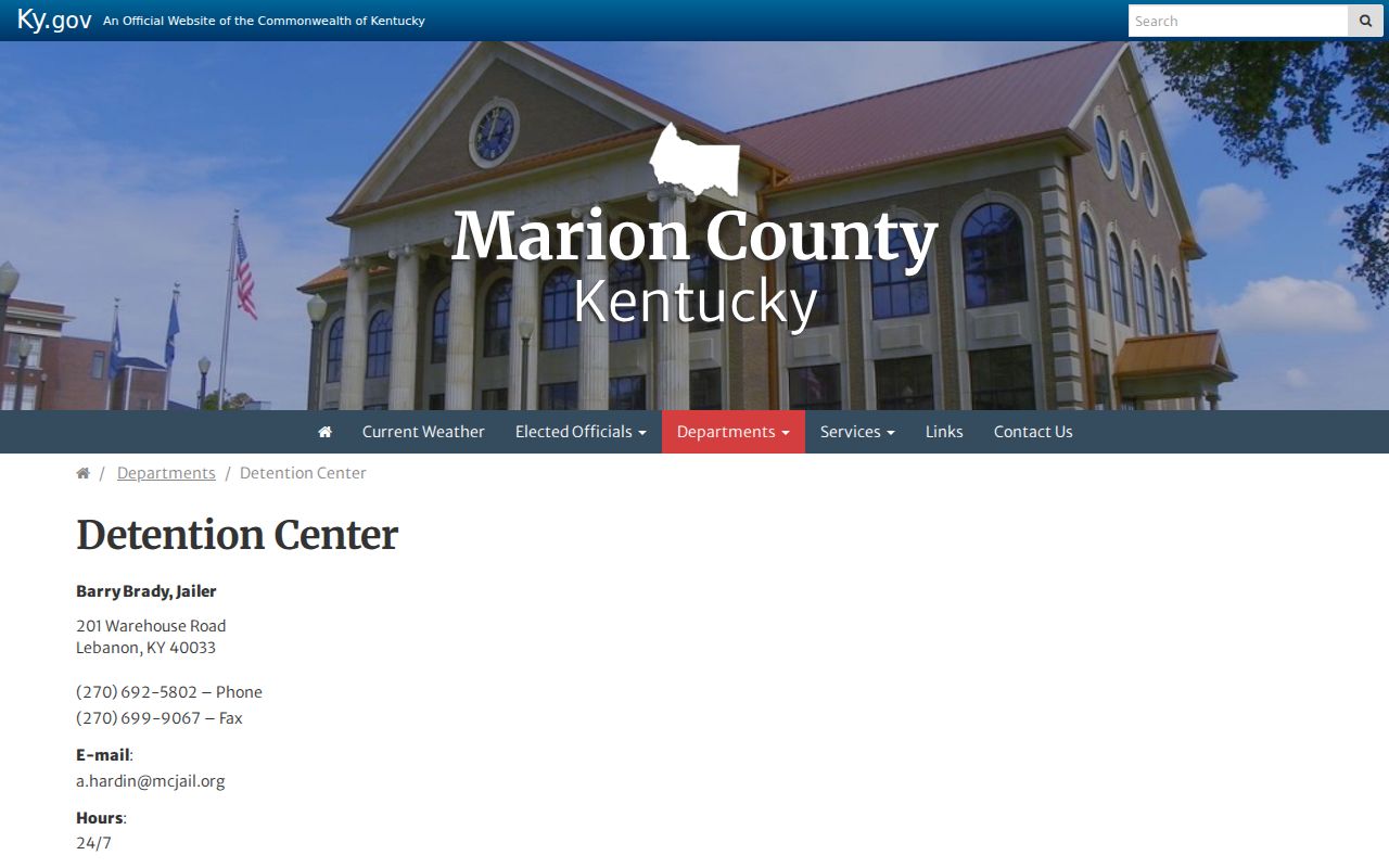 Marion County criminal history detention center records source