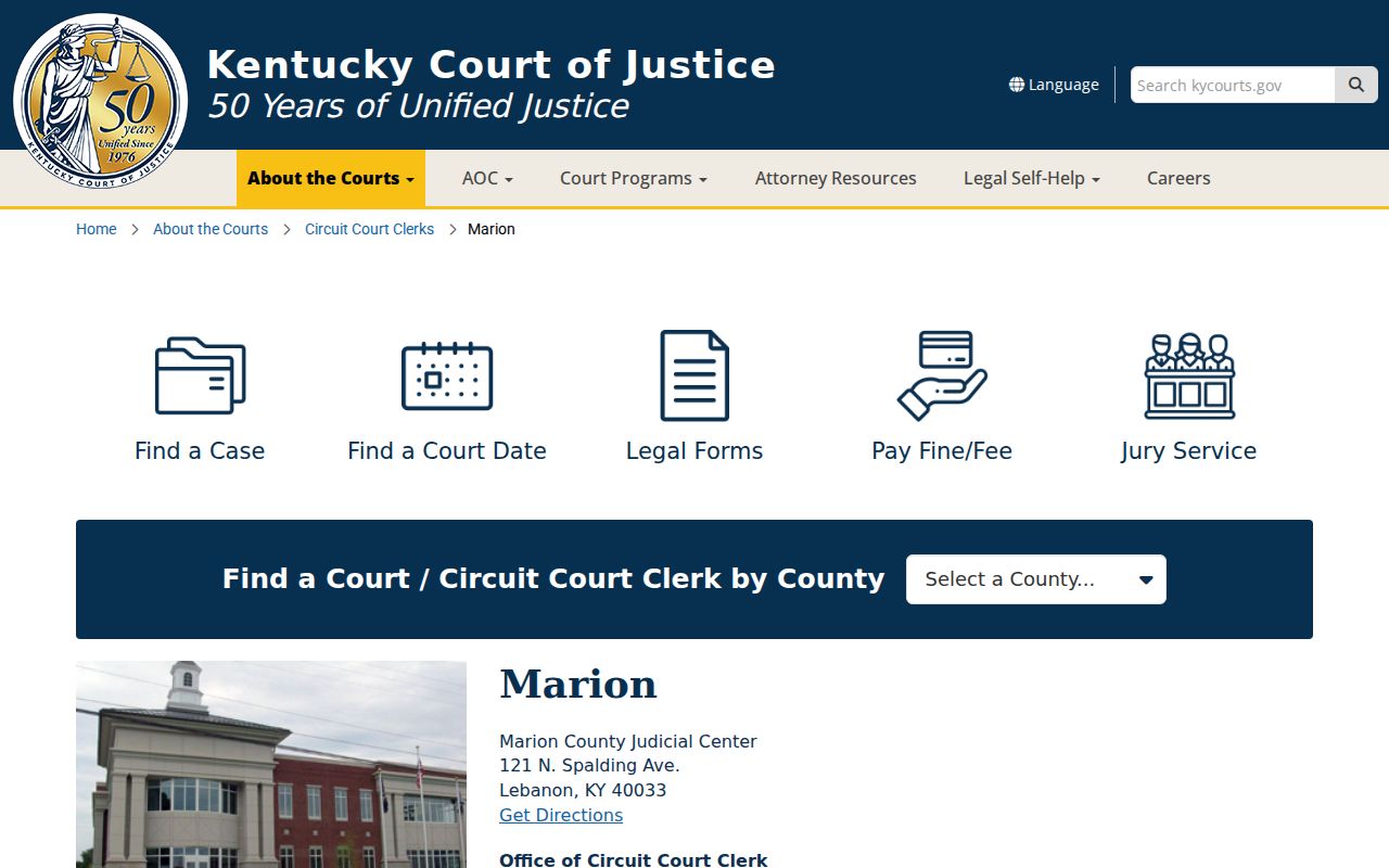 Marion County criminal record filing office at the Judicial Center